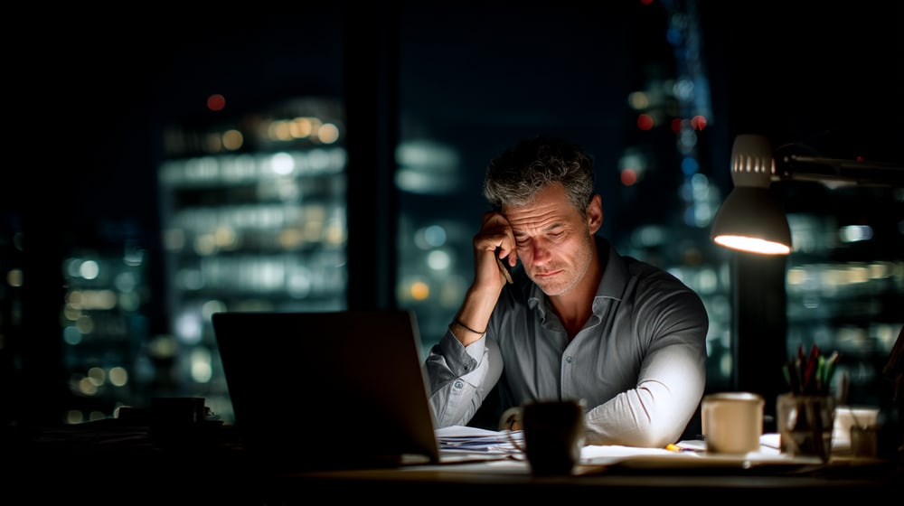 Unternehmer spät am Telefon